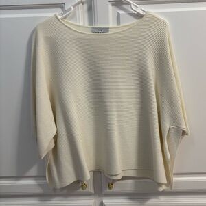 FATE Cream Ivory Short Sleeve Slit Side Boxy Ribbed Sweater Women’s Size Small